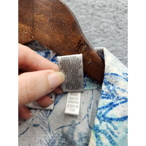 Chicos Womens Abstract Blue Button-Front Jacket 3/4 Sleeve Size 1 Cotton Blend - Picture 3 of 5